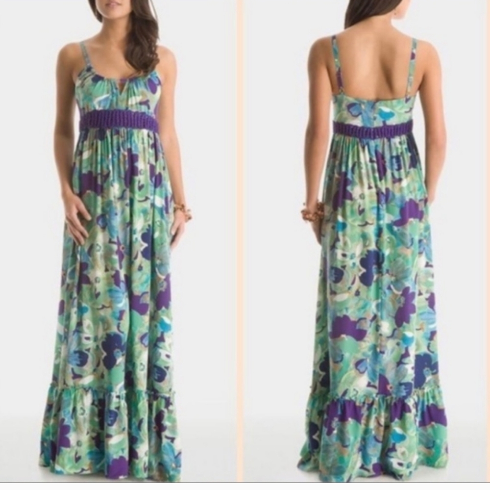 Guess by Marciano vintage silk floral maxi Summer dress size M - Picture 12 of 12